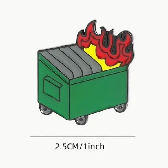 Dumpster Fire Enamel brooch/Pin - Picture 3 of 6